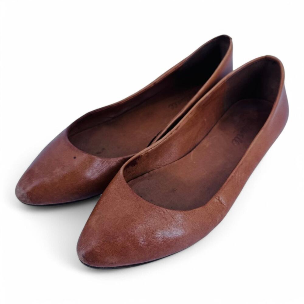 Madewell Brown Leather Pointed Toe Flats